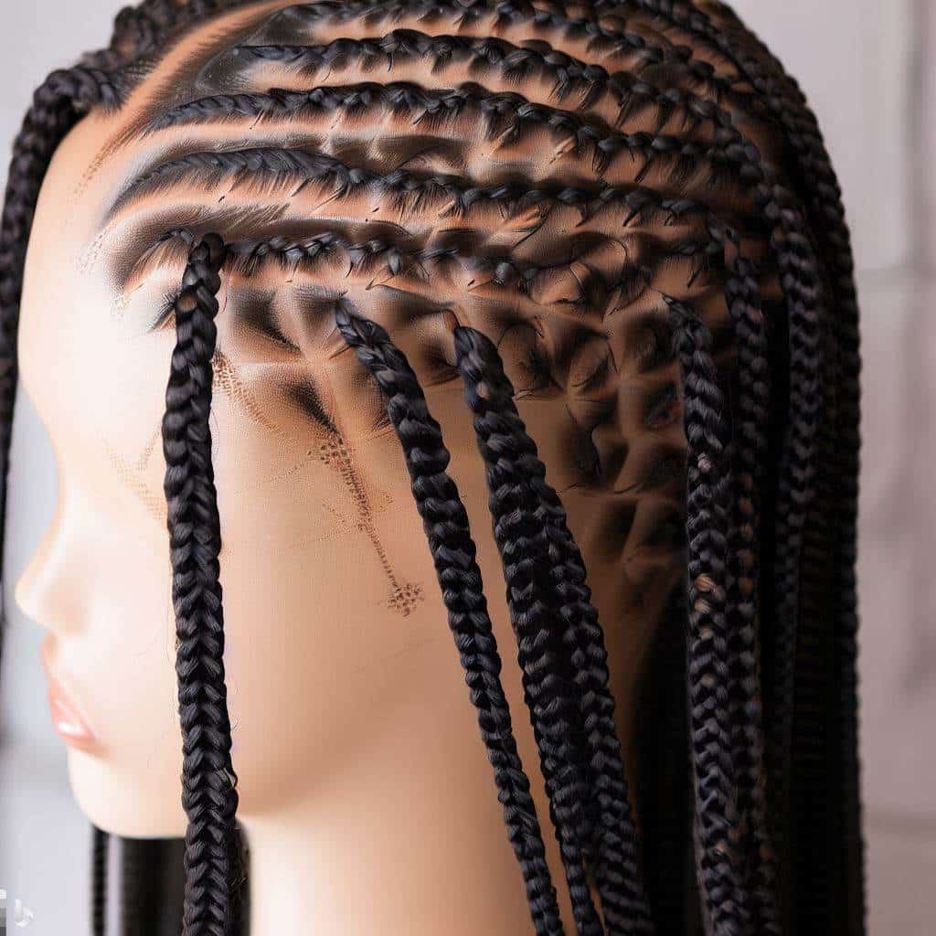 Cornrows with Braided Lace
